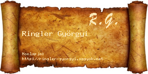 Ringler Györgyi névjegykártya